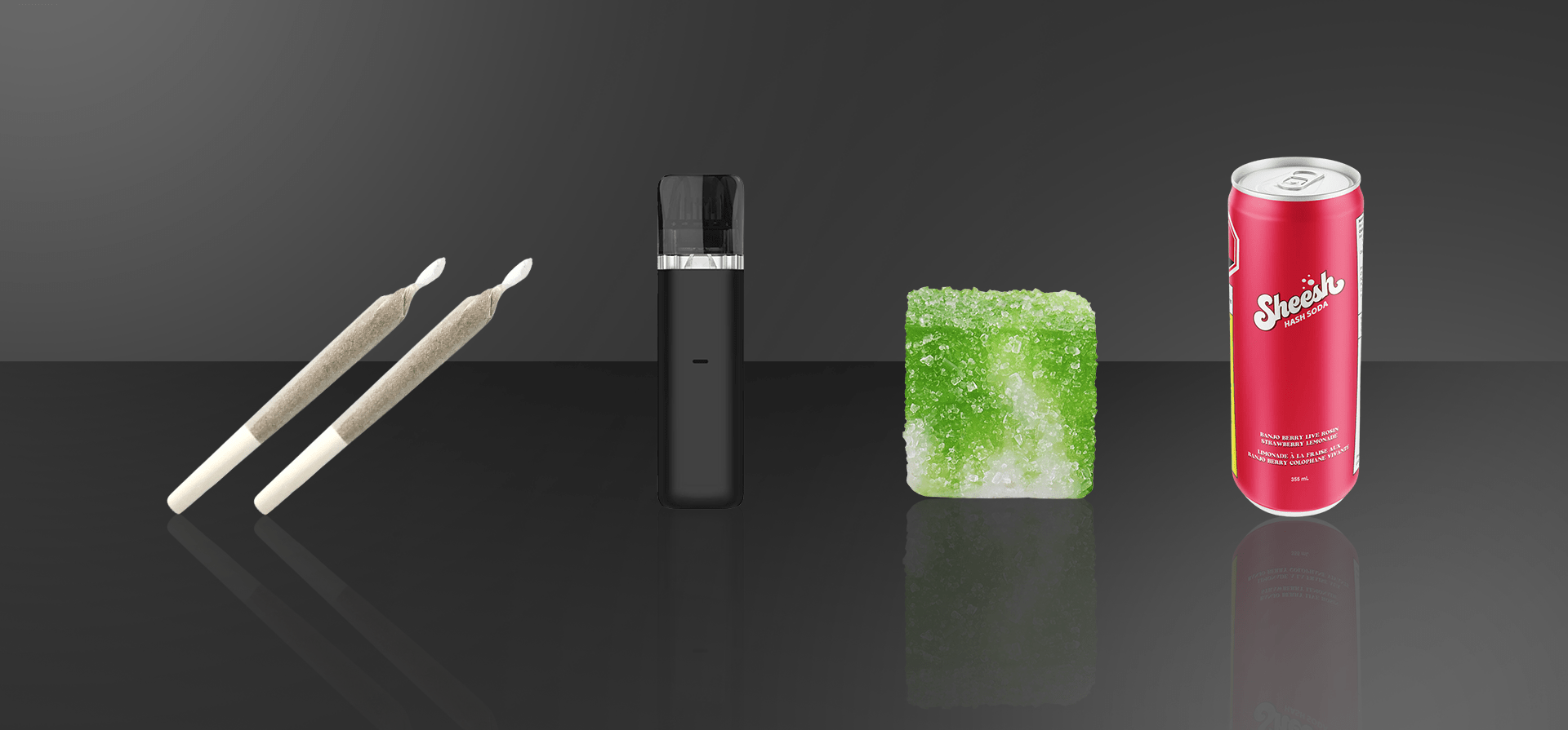 Budtender holding a cannabis product package, with icons highlighting dosage, strain type, and terpene profile as key factors for comparing cannabis products.